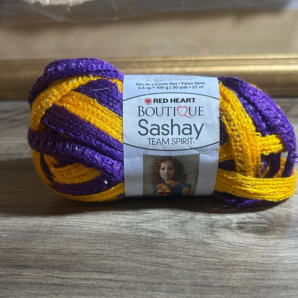 Red Heart Boutique Sashay Team Spirit Yarn - Purple and Yellow